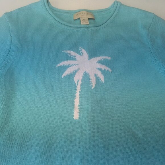 Appleseed's Petites Size Small Teal Sweater - Picture 3 of 10